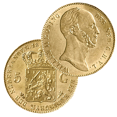 5 Gulden goud 1843